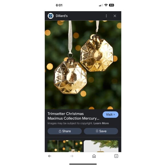 2 kugel style Trimsetter Christmas Maximus Mercury Glass Hexagon Jewel Ornament - Picture 3 of 11